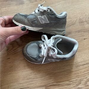 New Balance Kids' Gray and White Sneakers
